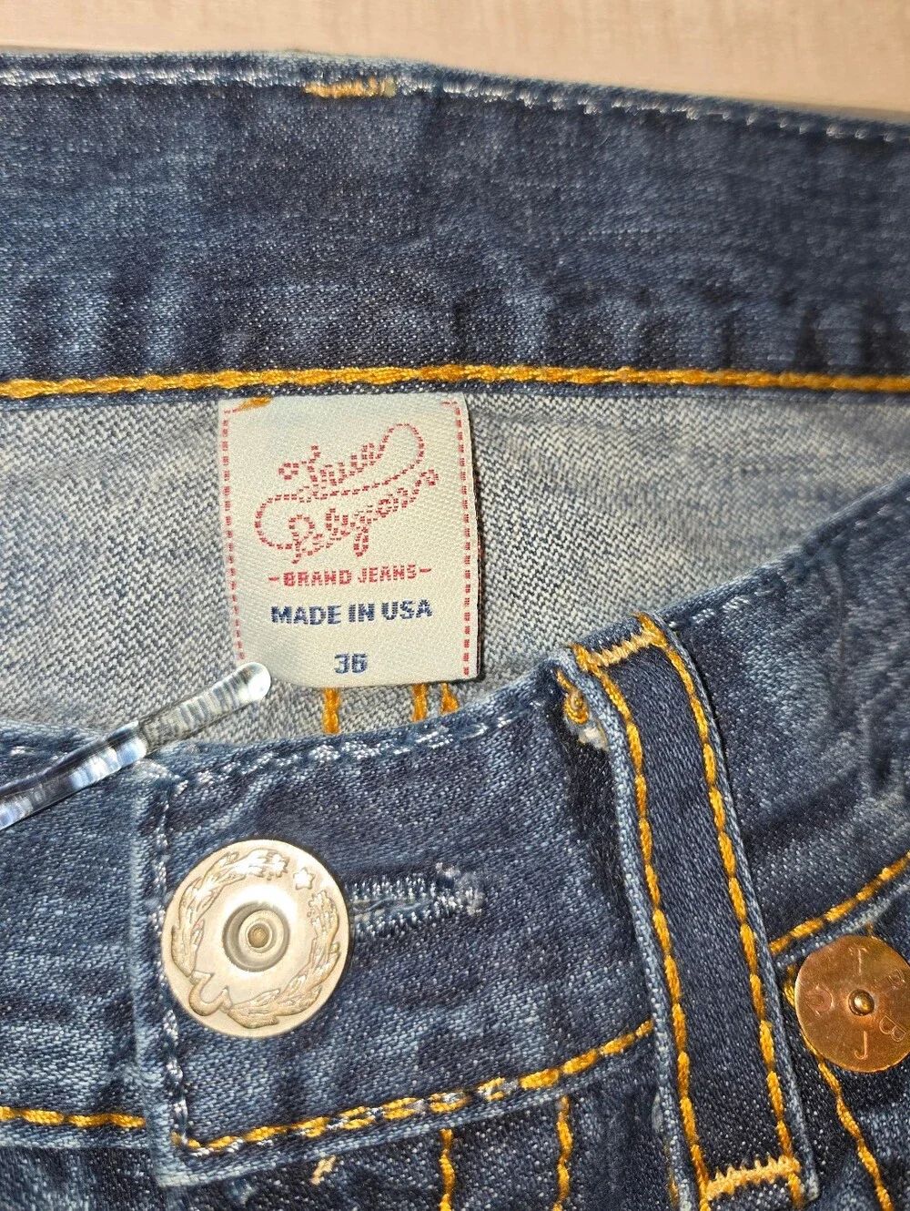 True Religion Men's Billy Big T Straight Leg Denim Jeans Size 36